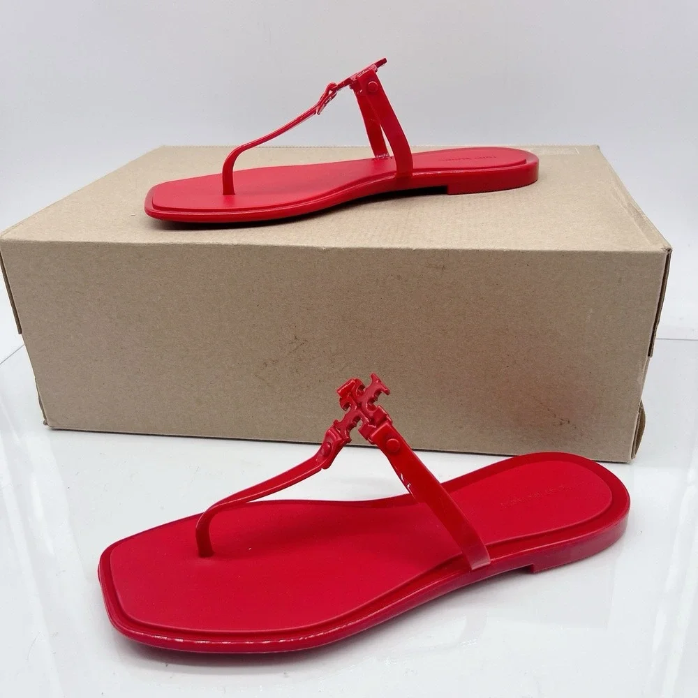Tory Burch Roxanne Jelly Women's Sandals Flip Flop Brilliant Red Size US 7